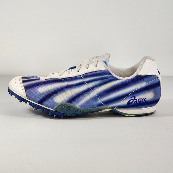 Asics Women's GN266 Track & Field White / Blue spikes running shoes Size 9.5 - Picture 3 of 11